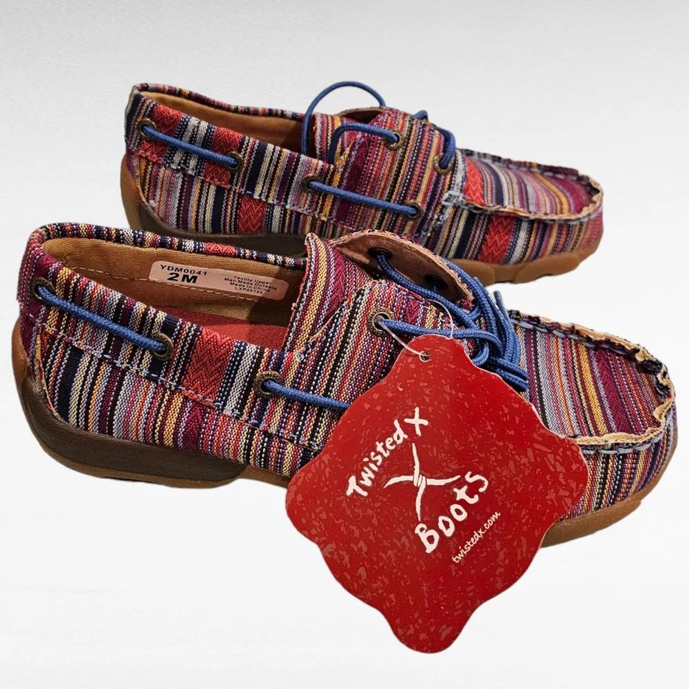 Twisted X Serape Moccasin Boat Shoes Style YDM0041 Kids Youth Size 2M
